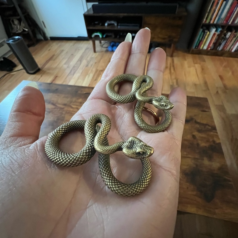 Snake ear hanger ear weights antique bronze